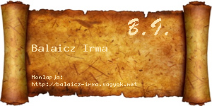 Balaicz Irma névjegykártya